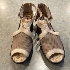 Fly London leather wedge sandals (sz 11)